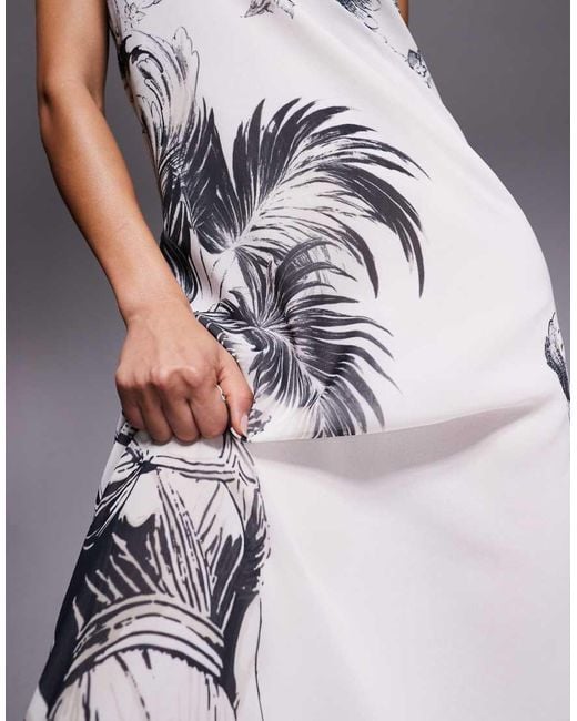 Murci Gray Exclusive Chiffon Bandeau Trapeze Maxi Dress