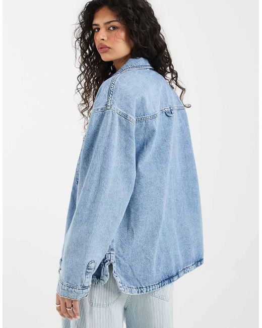 ONLY Blue Boxy Denim Shirt