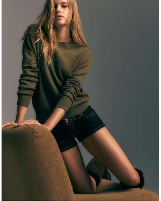 Stradivarius Sweater Van Extra Zachte 100% Viltstof Met Textuur in het Green