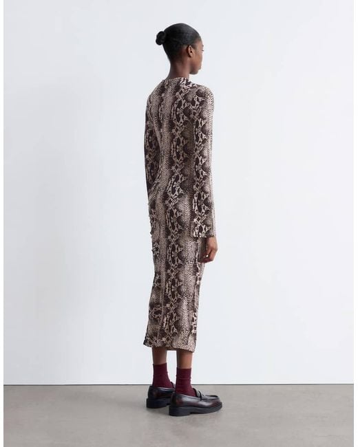 & Other Stories White Jersey Long Sleeve Midaxi Dress With Side Ruche Detail