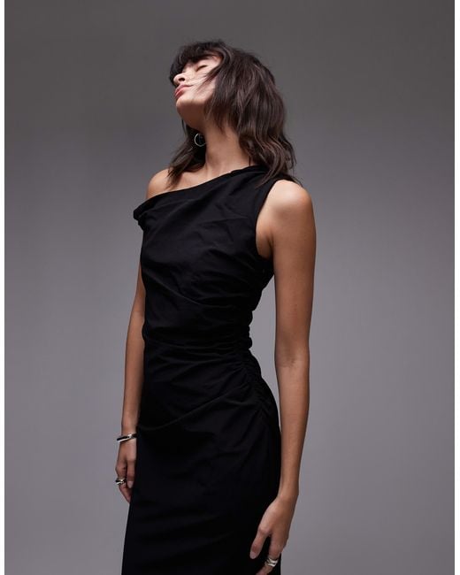 Mango Black Twist Bardot Midi Dress