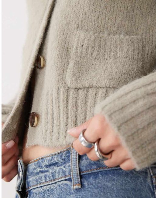 Monki Gray Cardigan With Front Pockets