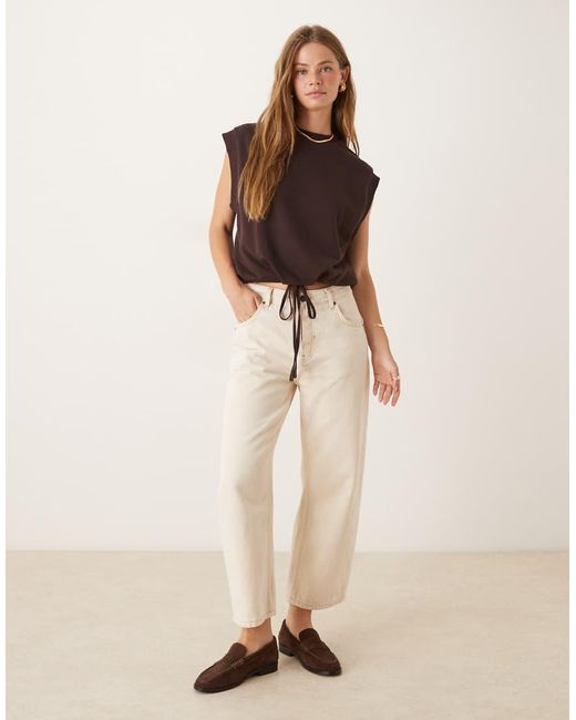 ASOS Brown Bubble Hem Co Ord Sweat Top With Drawstring Detail