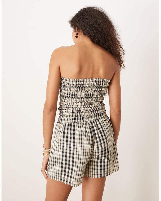 Top bandeau froncé d'ensemble à carreaux Brave Soul en coloris Black