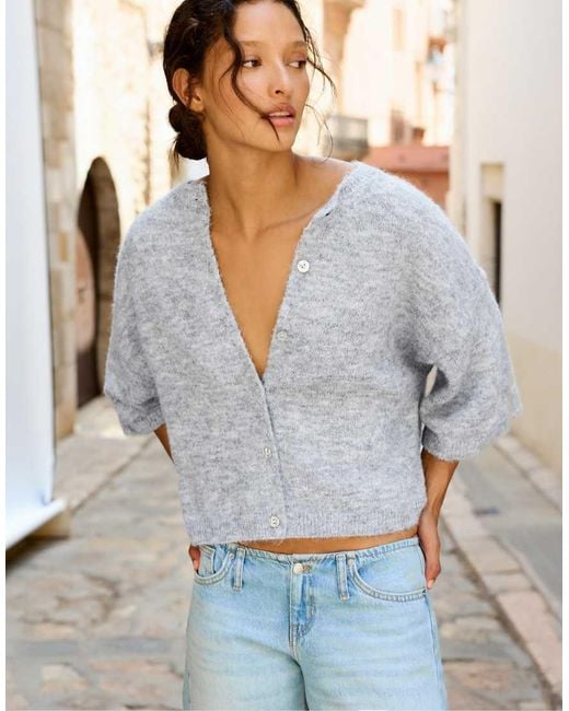 Pull&Bear Blue Short Sleeve Cardigan