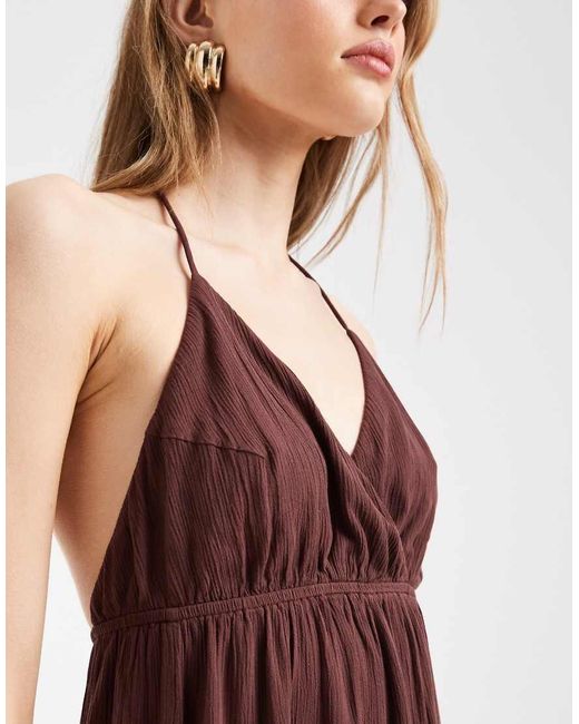 Pieces Purple Crinkle Halter Maxi Dress