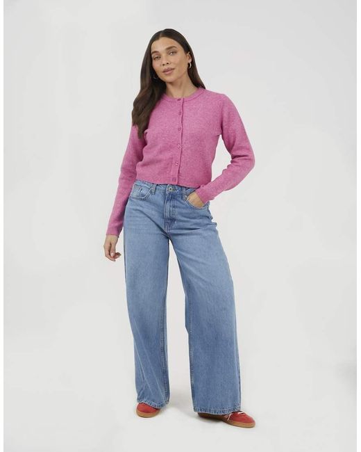 Brave Soul Pink Soft Touch Crew Neck Cardigan