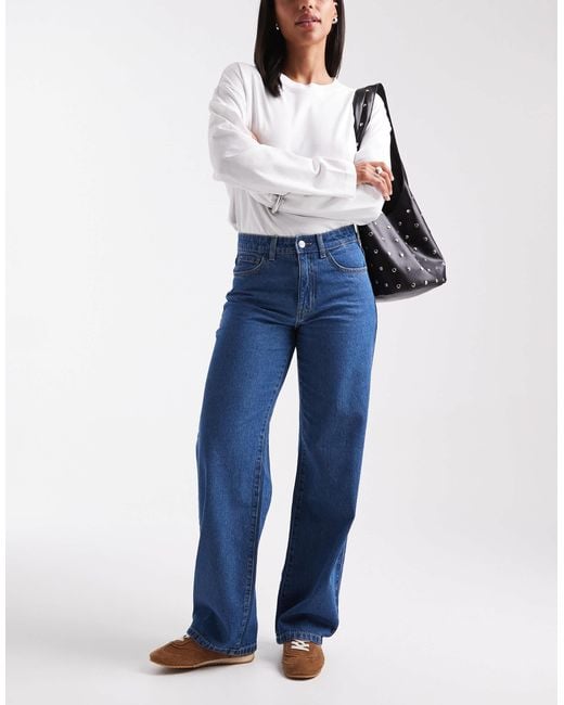 Vero Moda Blue Kirsa Mid Rise Straight Leg Jeans