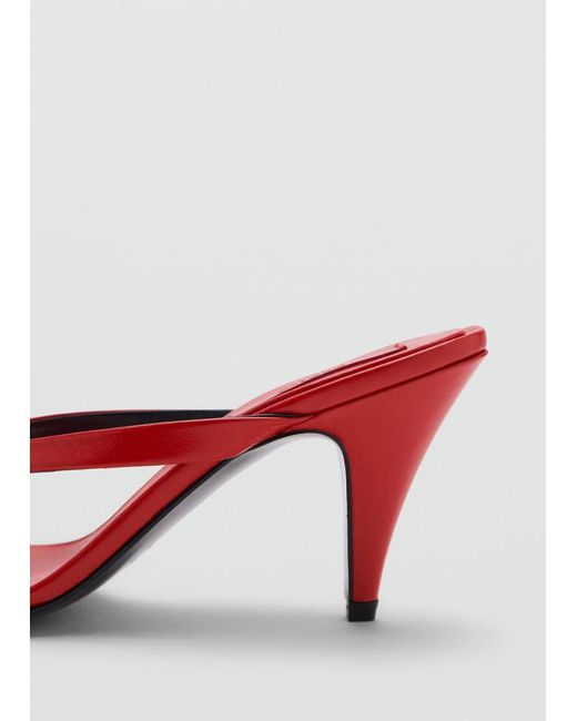 Mango Red Starring Hailey Bieber 100% Leather Thong Heeled Sandal