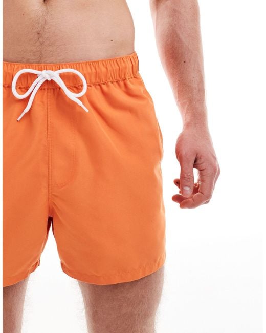 Pantaloncini da bagno taglio corto arancioni di ASOS in White da Uomo