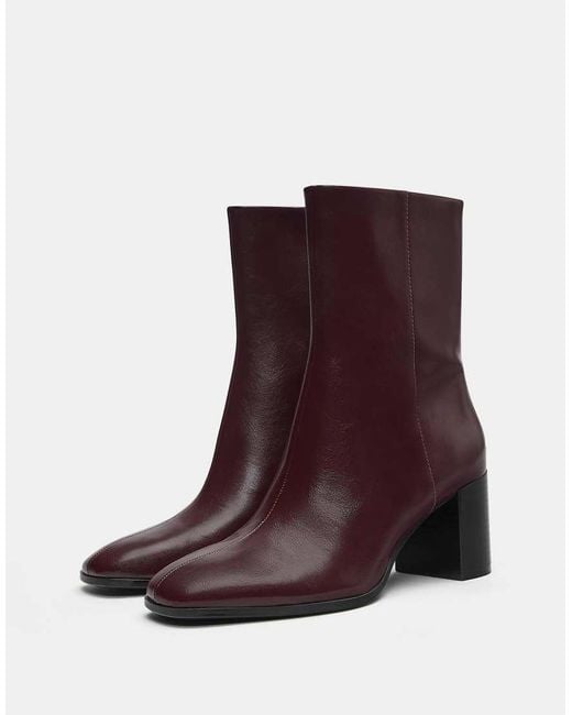Pull&Bear Purple High-Heel Ankle Boots