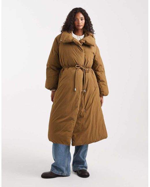 ASOS Natural Funnel Neck Longline Puffer Jacket