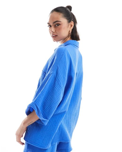 Pull&Bear Blue – hemdbluse