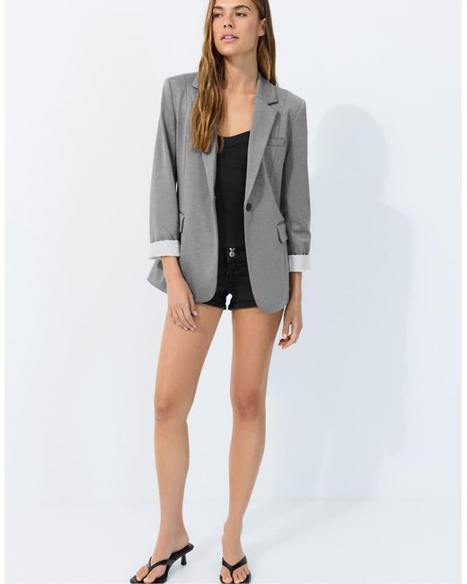 Stradivarius Gray Slim Fit Blazer