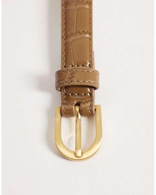 Threadbare Natural Faux Leather Croc Effect Belt With Buckle