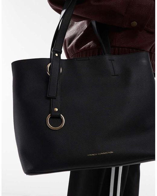 French Connection Black Grain Tote Shopper Bag