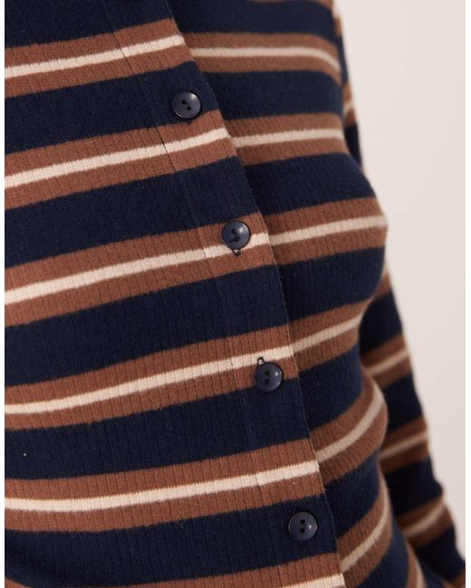 ASOS Blue Brushed Stripe Button Through Top