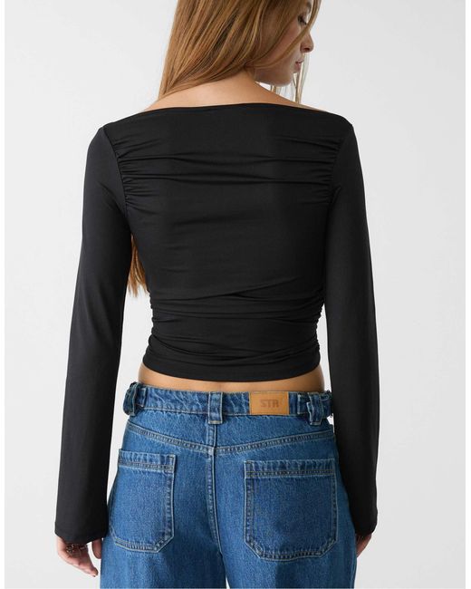 Stradivarius Blue – langärmliges t-shirt