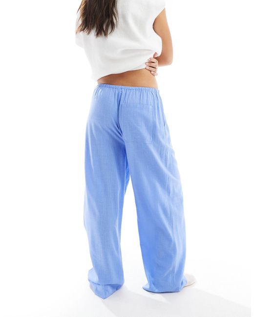 Pantalon large à enfiler en lin ASOS en coloris Blue