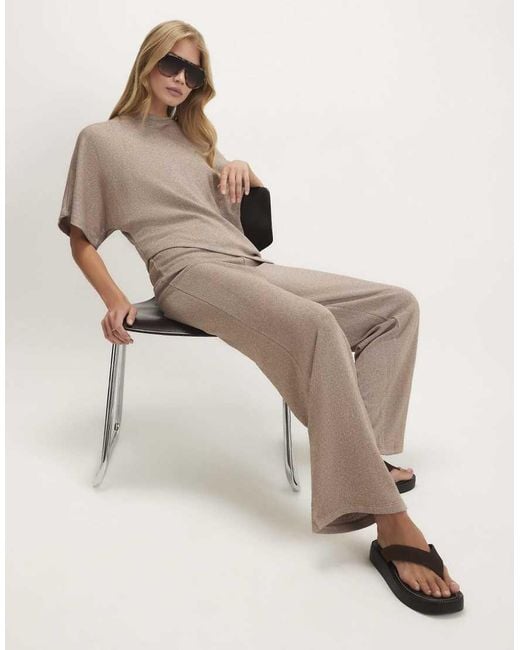 River Island Natural Textured Wide Leg Trousers