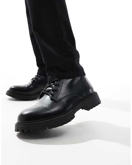 Pull&Bear Black Lace Up Boot for men