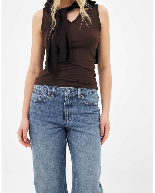 NA-KD Blue Route Mid Waist Straight Jeans