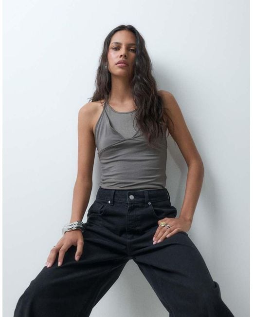 ASOS Blue High Waisted Barrel Leg Jeans