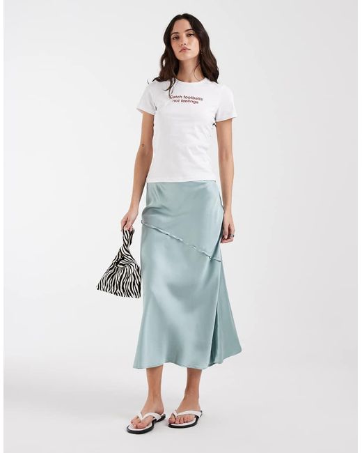 Aware Natural Satin Maxi Skirt With Drop Waist