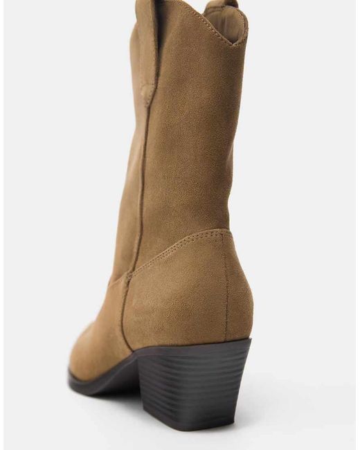 Pull&Bear Brown Cowboy Ankle Boots