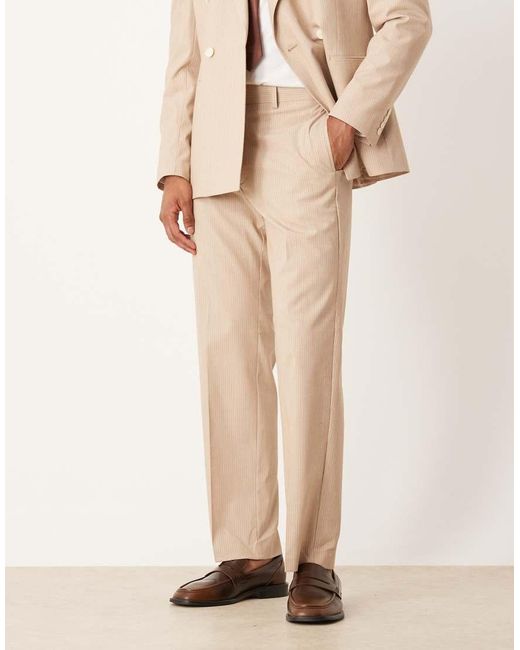 ASOS Natural Straight Leg Suit Trousers for men