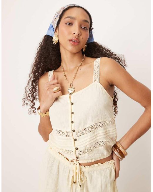 River Island Tanktop Van Kreukelstof in het Yellow
