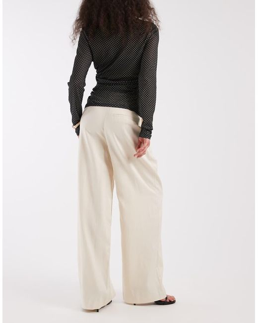 Object White Wide Leg Pleated Trouser