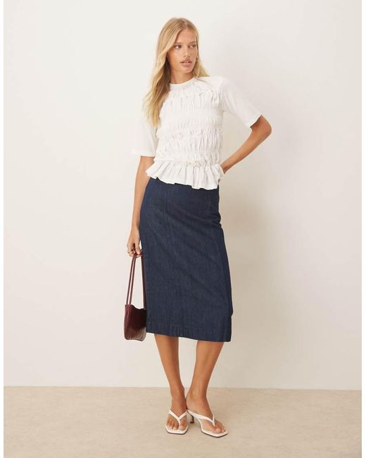 Y.A.S White Premium Ruched Peplum Hem Top