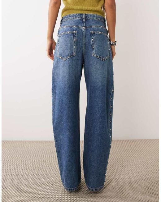 Mango Blue Straight Jean With Side Studs