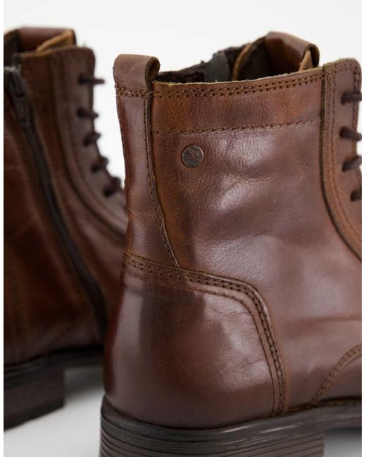 Jack & Jones Brown Laceup Tall Boot for men