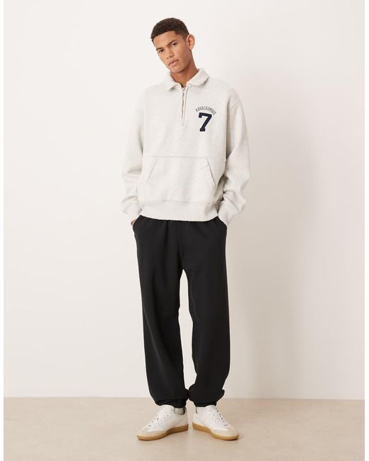 Abercrombie & Fitch White Running Club Graphic Half Zip Sweatshirt for men