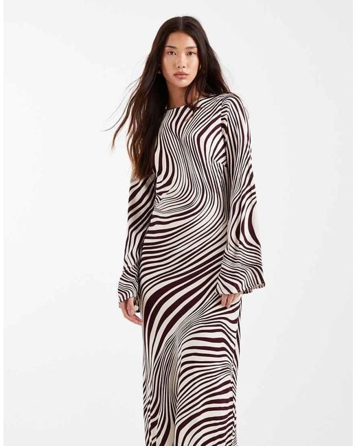 French Connection White Long Sleeve Maxi Dress With Fluted Sleeves