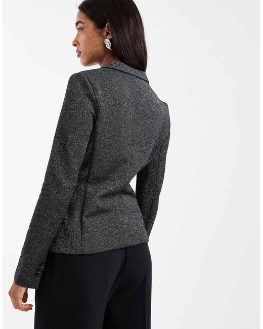 Vero Moda Gray Glitter Fitted Stretch Blazer