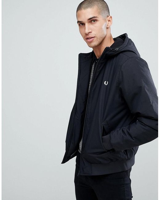 Fred Perry Quilted Hooded Brentham Jacket In Black for Men | Lyst Australia