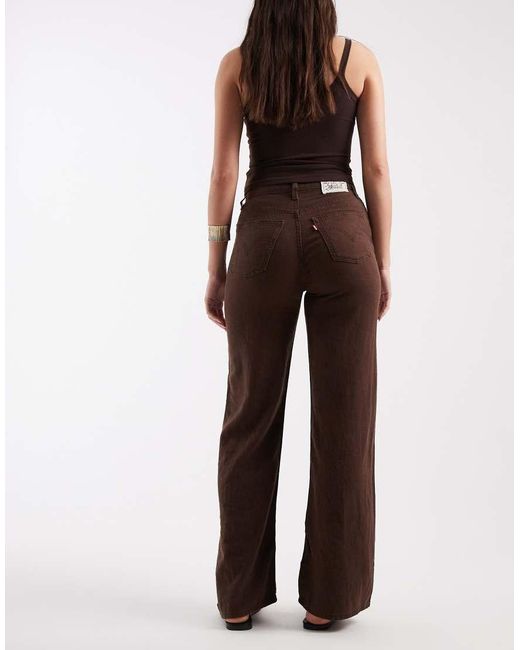 Levi's Brown Ribcage Wide Leg Linen Trousers