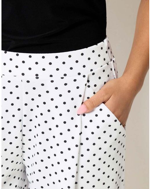 PixieGirl Black Petite Polka Dot Barrel Leg Trousers
