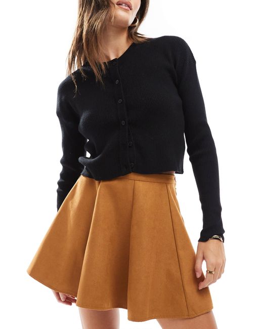ASOS Black Flippy Faux Suede Mini Skirt
