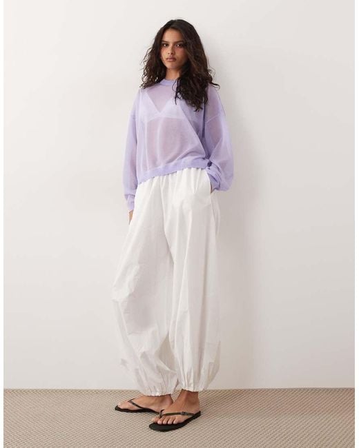 ASOS Purple Sheer Knit Long Sleeve Top