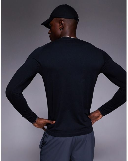 4505 Blue Seamless Mesh Slim Fit Lightweight Base Layer Long Sleeve for men