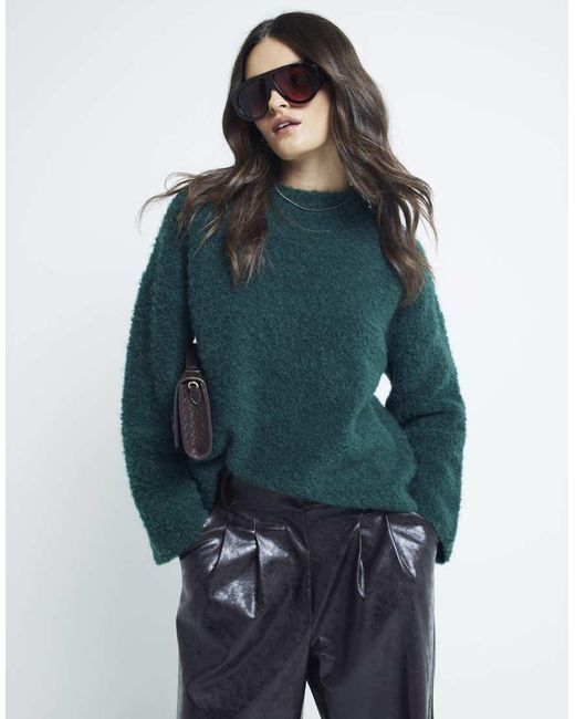 River Island Blue Fluffy Jumper