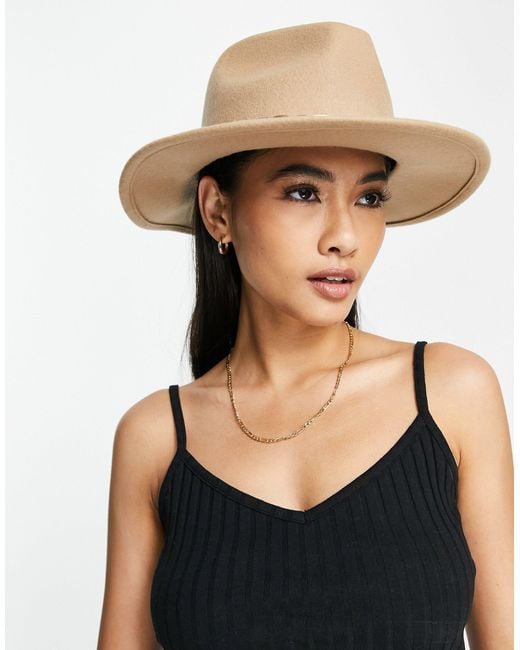 ASOS Felt Fedora Hat With Chain Band And Size Adjuster in Natural Lyst