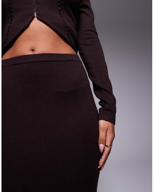 Kaiia Brown Knitted Maxi Column Skirt Co-ord
