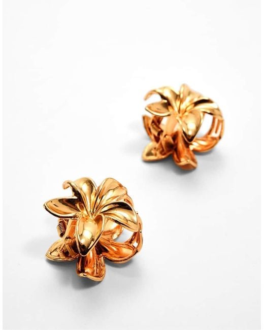 Stradivarius Set Van 3 Bloemenhaarclips in het White