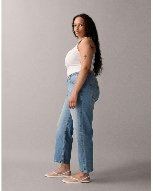 ASOS Blue Asos Design Curve Ankle Grazer Comfort Stretch Straight Leg Jeans