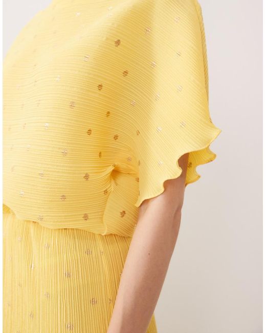 Never Fully Dressed Yellow Tilly Off Shoulder Plisse Maxi Dress